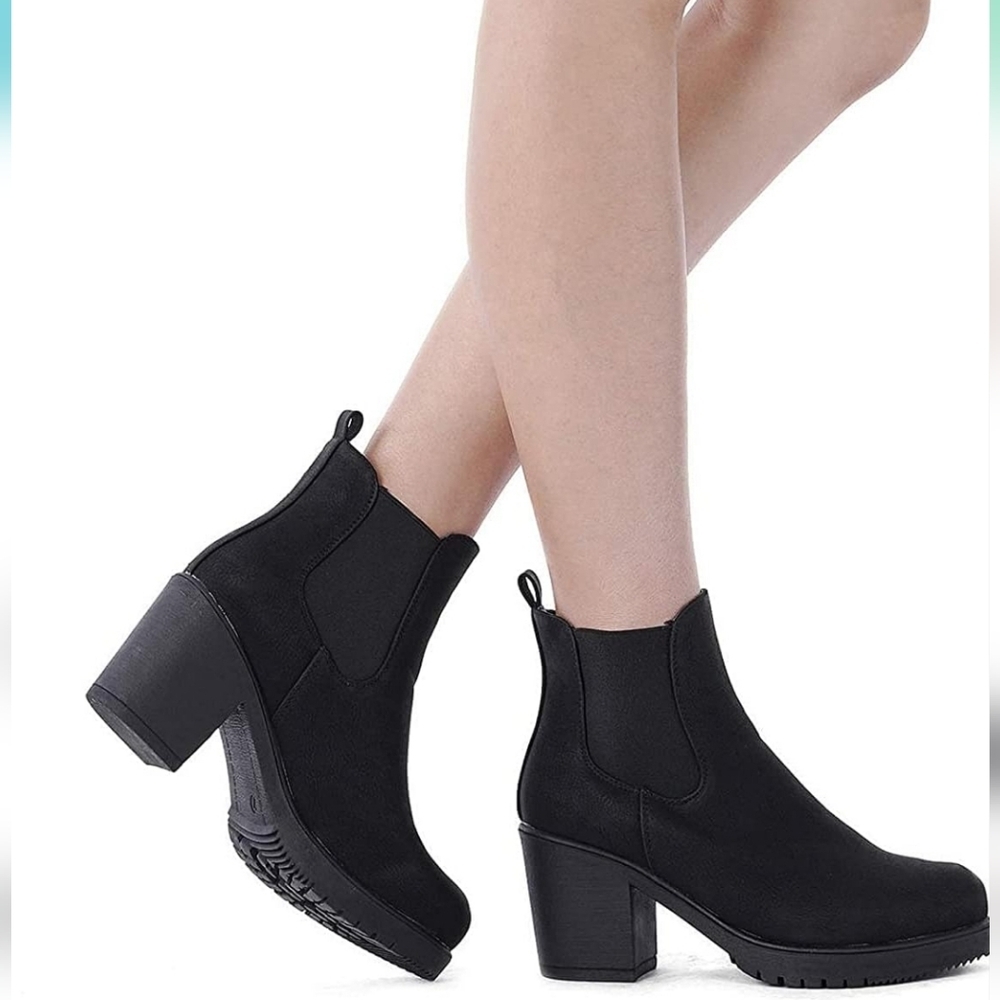 DREAM PAIRS Women's FRE High Heel Chelsea Style Ankle Bootie